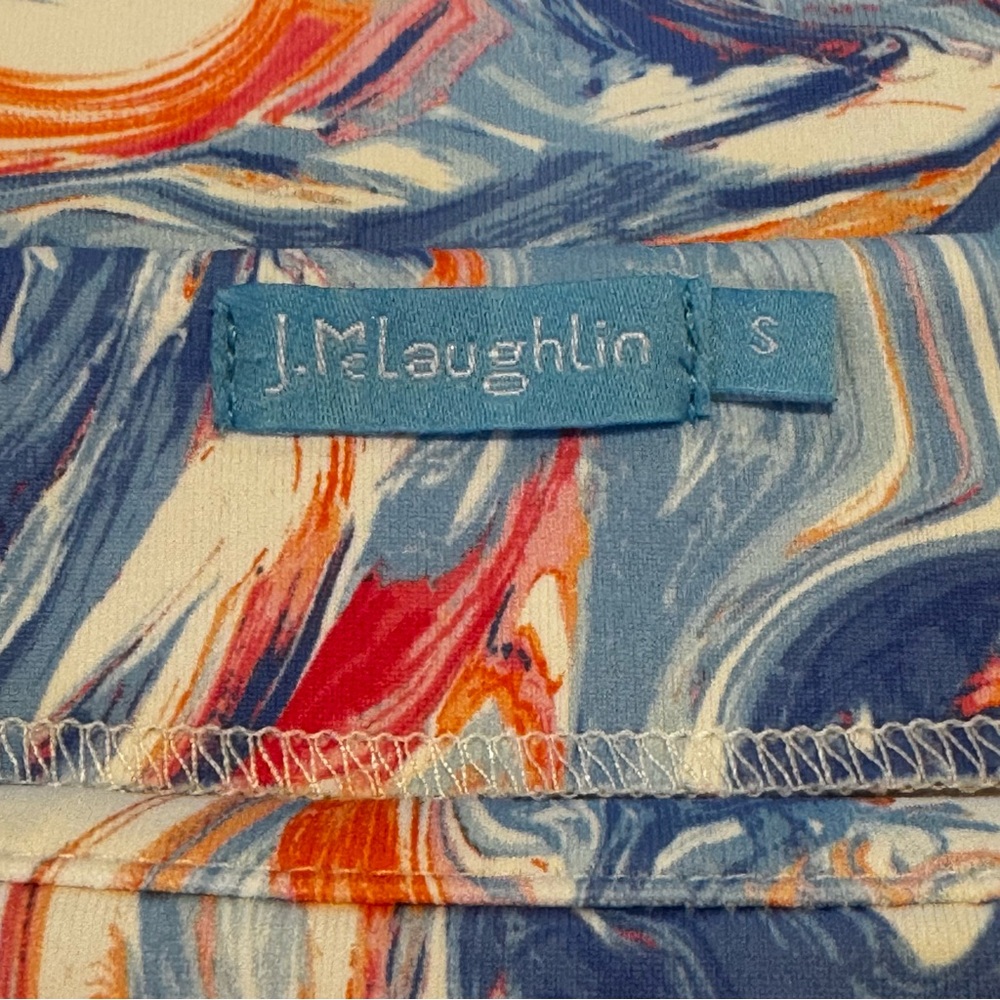 J.McLaughlin Catalina Cloth Fabric Marble Print Top S Blue Pink Orange Stretch - Picture 9 of 11